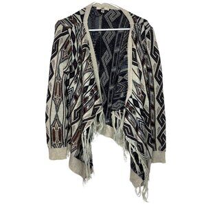 Ya Los Angeles Western Fringe Cardigan | Sparkle & Navy Knit Pattern Sweater